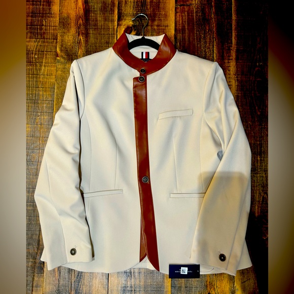 Tommy Hilfiger Jackets & Blazers - Tommy Hilfiger Women's Faux-Leather-Trim Riding Jacket size 16
